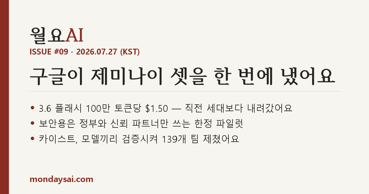 ISSUE #09 표지 — 구글이 제미나이 셋을 한 번에 냈어요